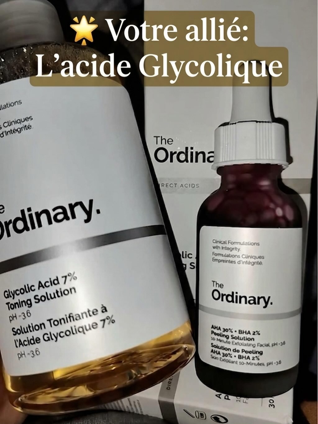 Produits à l'acide glycolique The Ordinary pour le soin de la peau