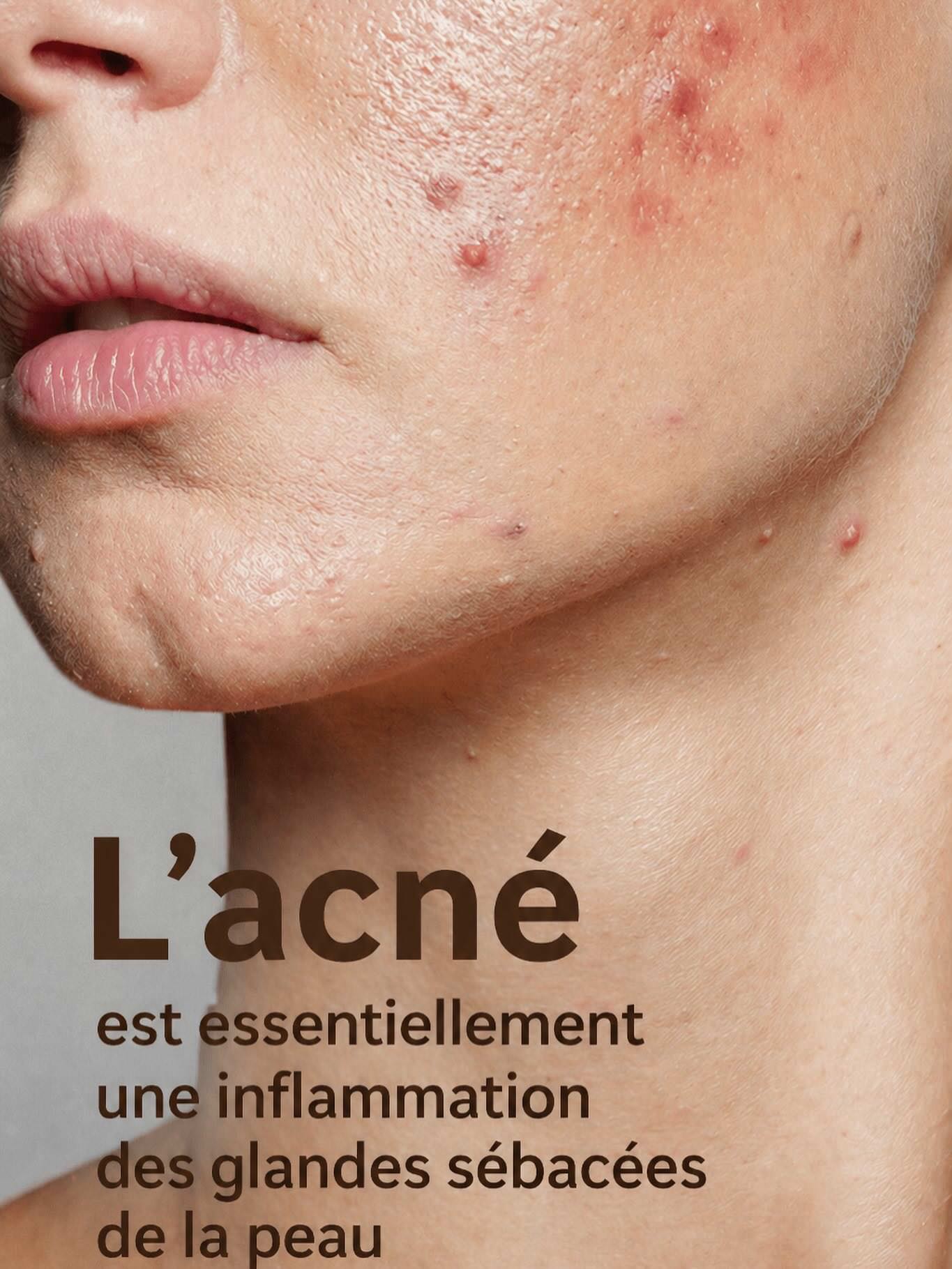 Infographie sur l'acné, glandes sébacées et inflammation causes et solutions