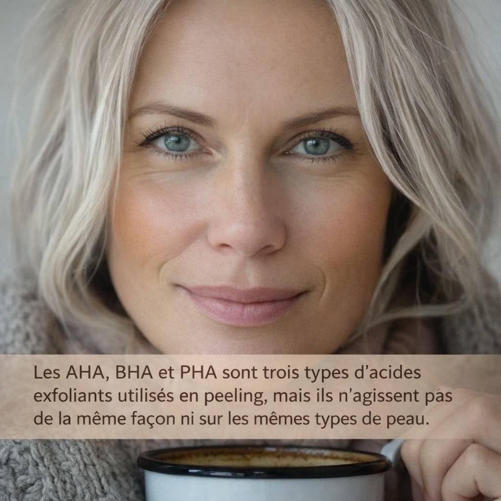 Infographie AHA BHA PHA acides exfoliants différences types de peau
